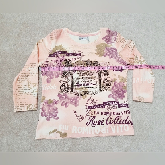 Nicole Miller WINE 100% Cotton 3/4 Sleeve Shirt Top Womans Size Medium  Winery - Picture 6 of 11